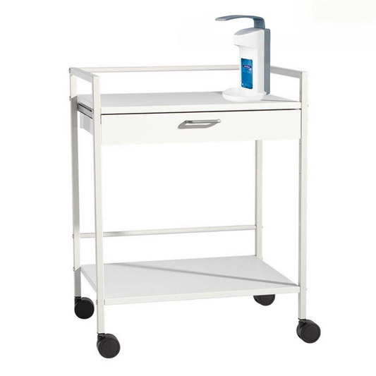 Chariot latéral mini Quickstar, table d'équipement, 64x75 cm, 1 tiroir + distributeur de savon
