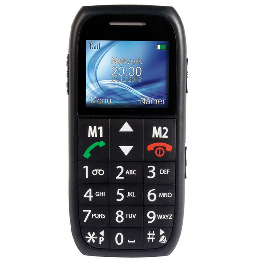 Téléphone portable simple FM-7500  pour personnes âgées avec bouton panique SOS noir