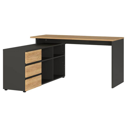 Bureau d'angle 4187 Lisbon - graphite/chêne Navarra