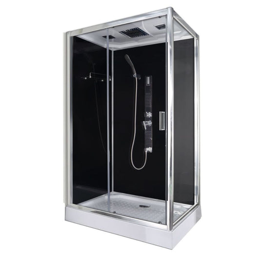 Cabine de douche complète Sanotechnik TREND 3 panneau de verre noir 80cm x 120cm x 215cm